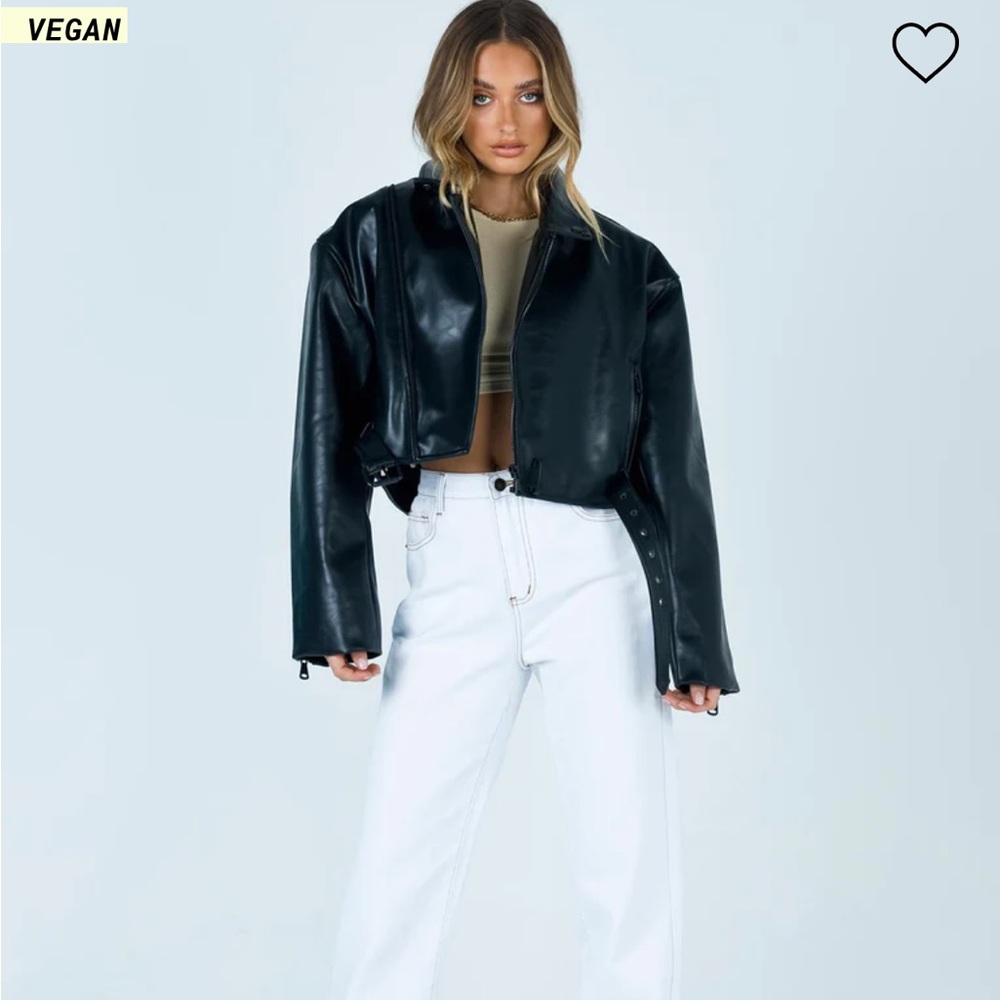 NWT Lioness Staten Island Vegan Leather Jacket in Black Large / US 8